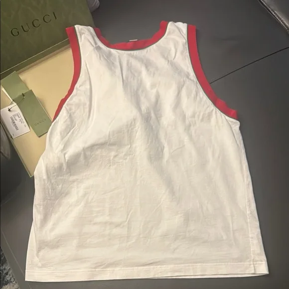 Gucci White Tank Top with Red and Blue Logo - Picture 3 of 4